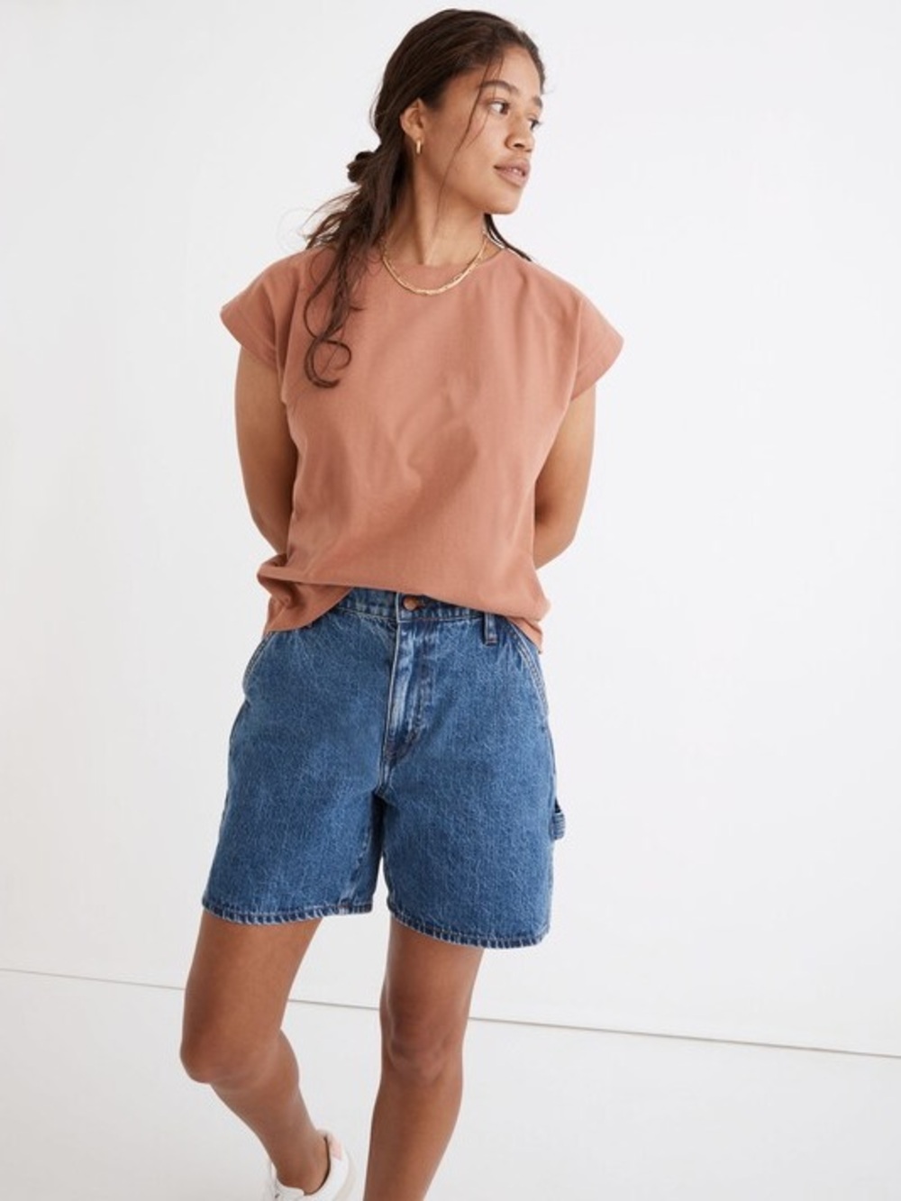 Madewell | Padded Shoulder Tee | Warm Umber